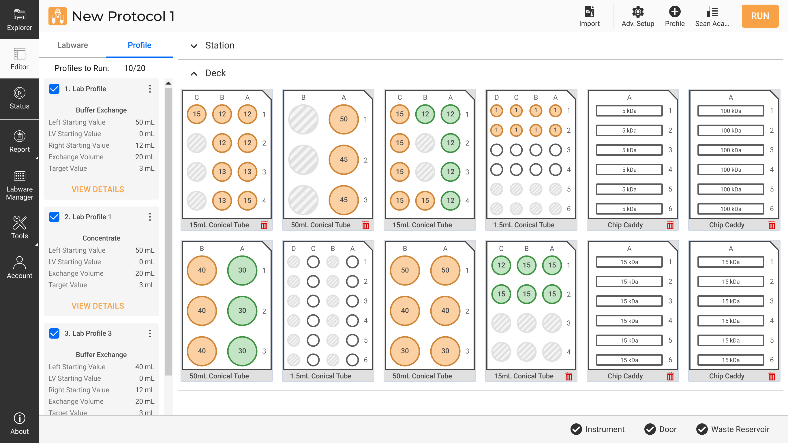 Profile Tab in Protocol Editor